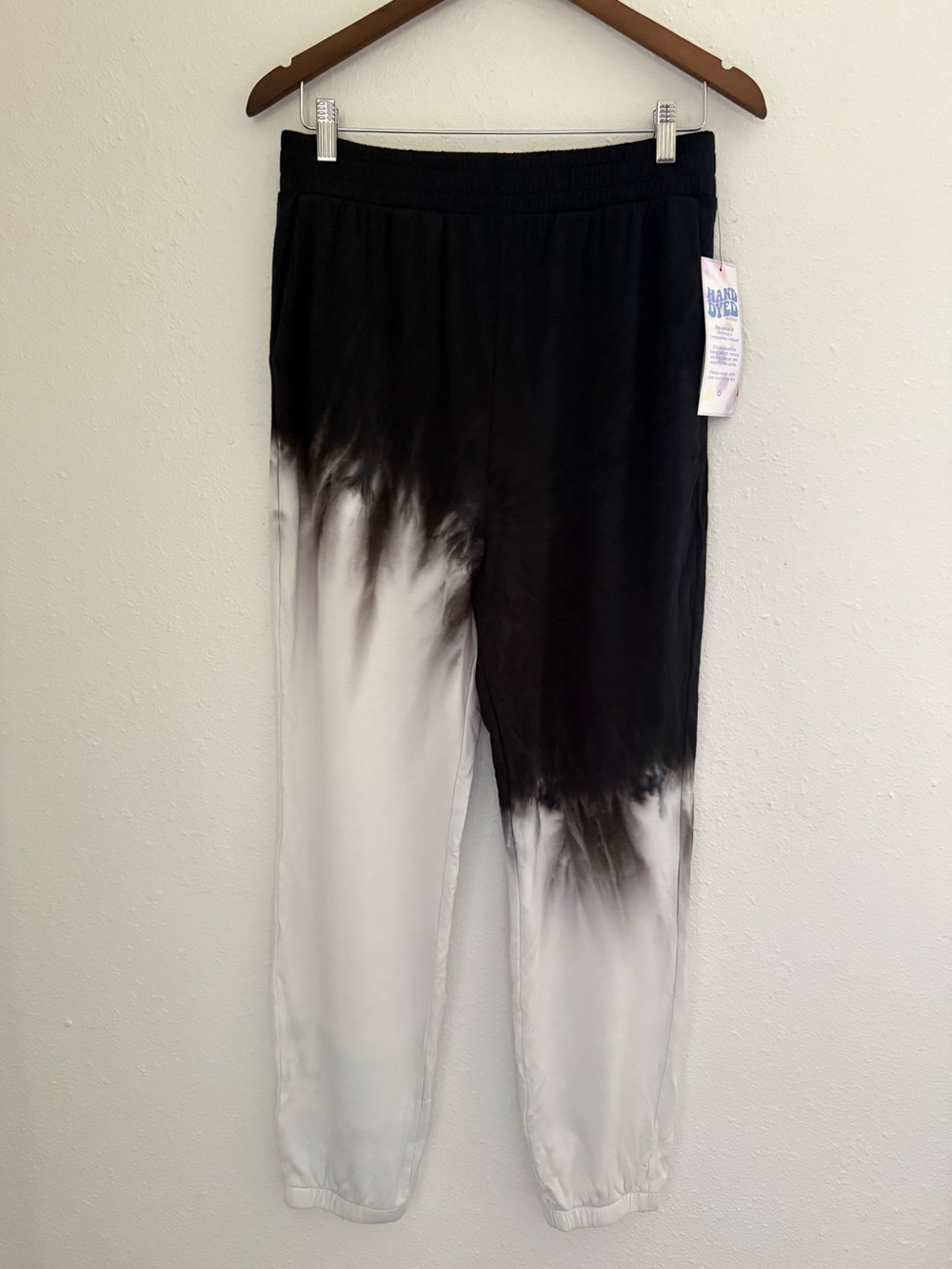 Glyder Powder Joggers Black White Hand Dyed Tie Dye M NWT